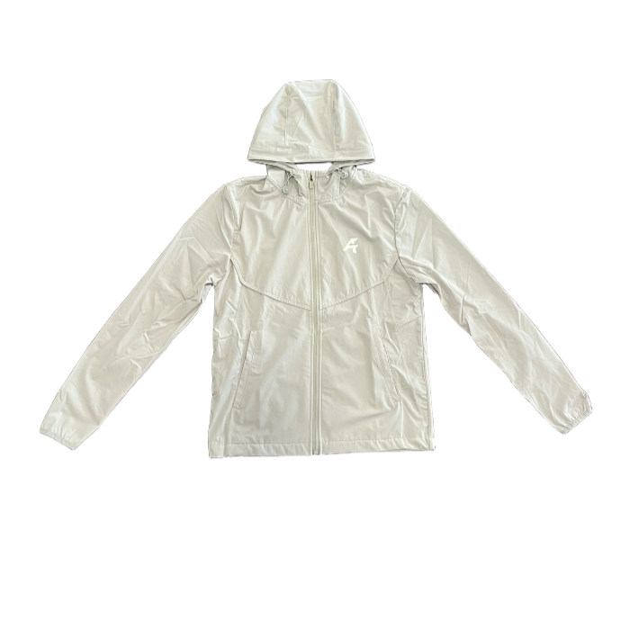 White raincoat with a hood on a white background